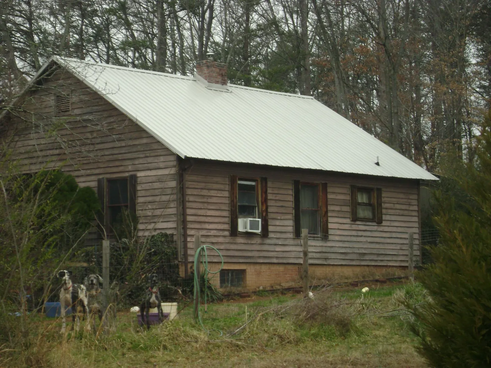 White metal roof on an old wood sided farmhouse, from a Asphalt Shingle Roof Repair job in North Easton